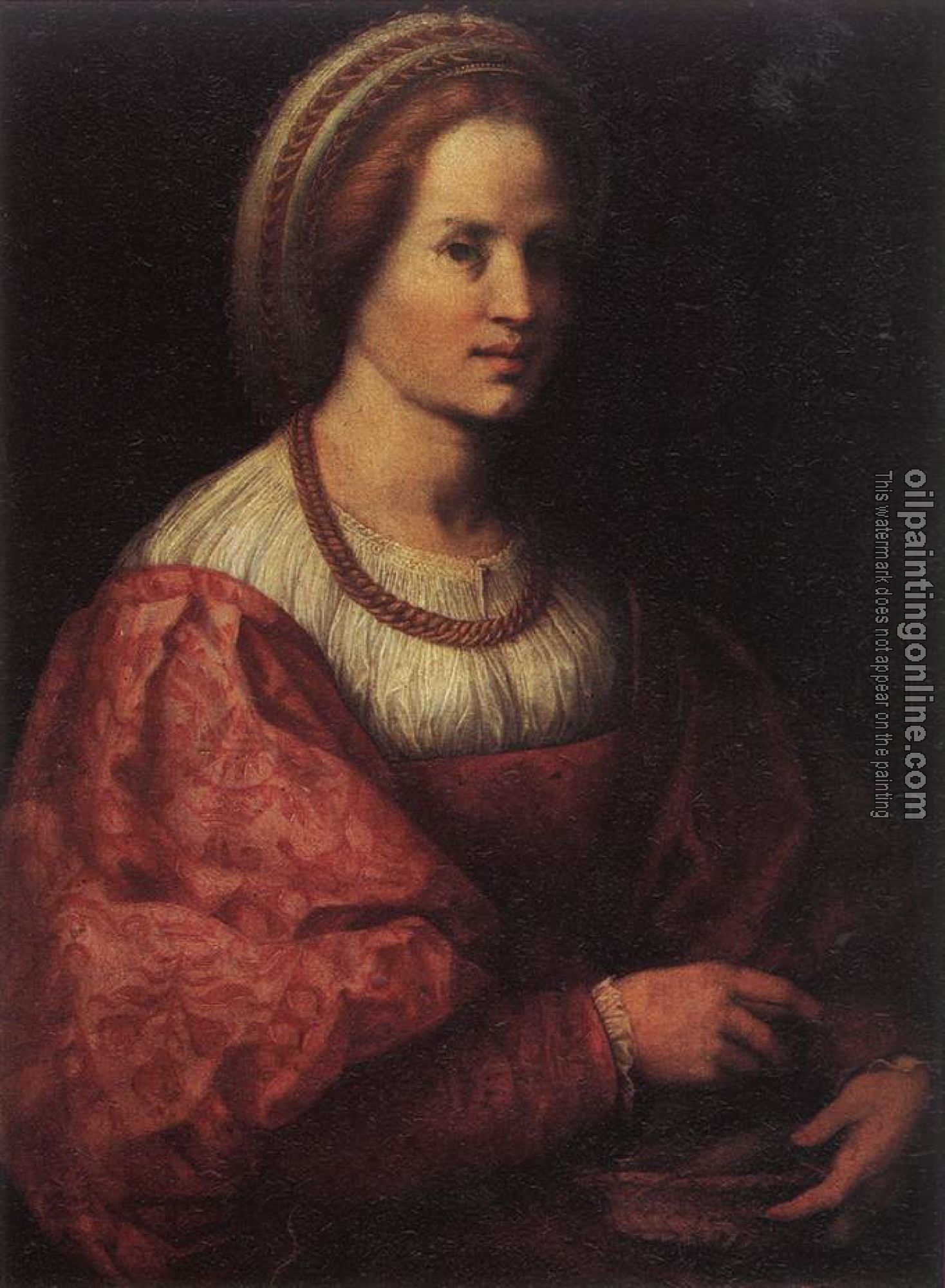 Andrea del Sarto - Portrait of a Woman with a Basket of Spindles